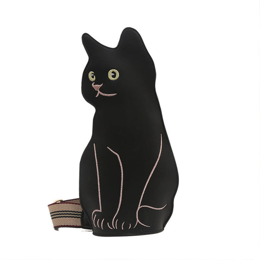 Cute Cat Embroidered Crossbody Chest Bag on a clean white background