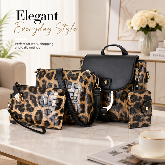 How to Style a Leopard Croc-Embossed Handbag Set for Everyday Confidence featured in the EuroChic Tote handbag guide