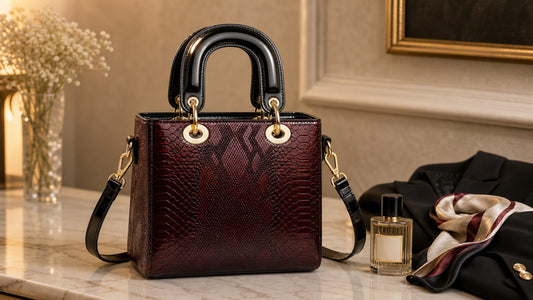 Lizard-Pattern Structured Satchel Bag: Polished Texture for Work and Dinner Plans featured in the EuroChic Tote handbag guide
