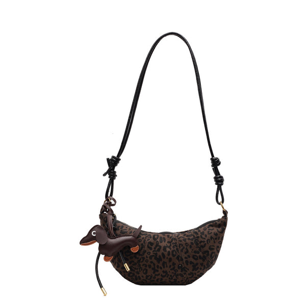 Vintage Leopard Print Shoulder Crossbody Bag