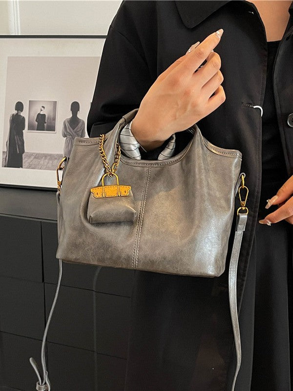 High-End Leather-Look Bucket Shoulder Bag product view 4 by EuroChic Tote