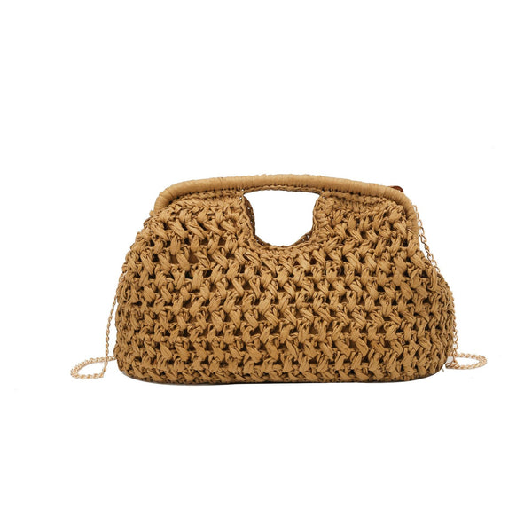 Woven Straw Clutch Shoulder Bag for Beach Vacations