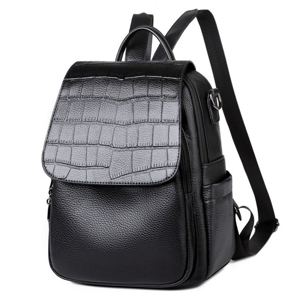 Large Capacity Leather-Look Backpack Bag
