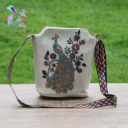 Artistic Embroidered Canvas Phone Crossbody Bag product view 2 by EuroChic Tote