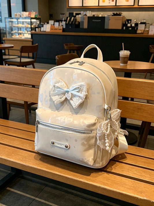 Korean Style Bow Accent Backpack Bag by EuroChic Tote