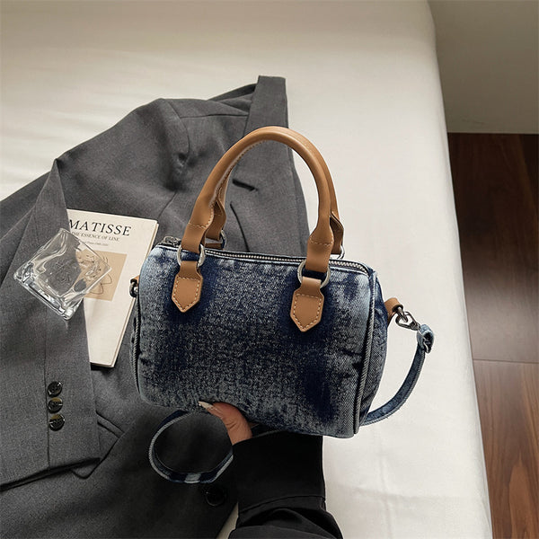 Commuter Vintage Denim Shoulder Crossbody Bag product view 4 by EuroChic Tote