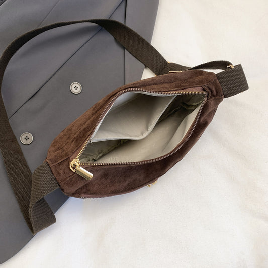 Korean Style Suede Shoulder Crossbody Bag by EuroChic Tote