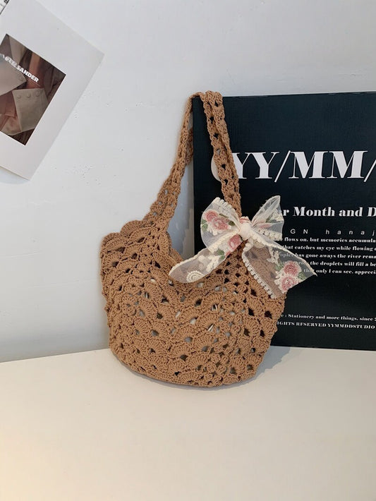 Hollow Straw Woven Vacation Underarm Bag by EuroChic Tote
