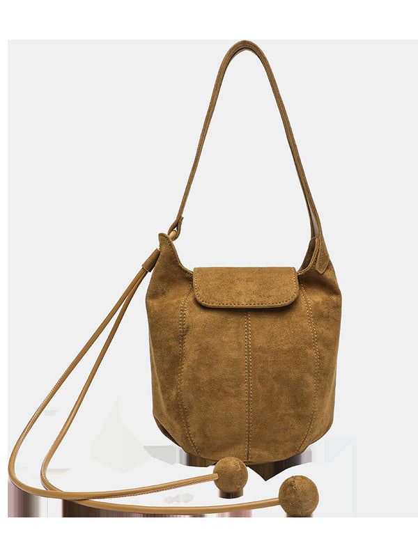 Frosted Suede Pumpkin Bucket Bag