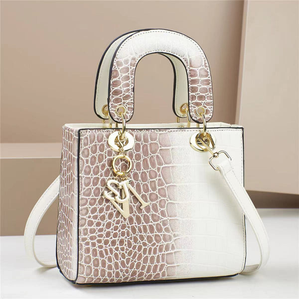 Lizard-Pattern Structured Satchel Bag