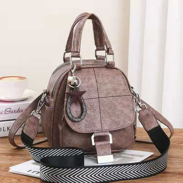 Multi-Color Soft Leather Backpack Crossbody Bag