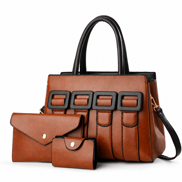 3-Piece Women’s Tote Bag Set with Matching Clutch and Mini Wallet
