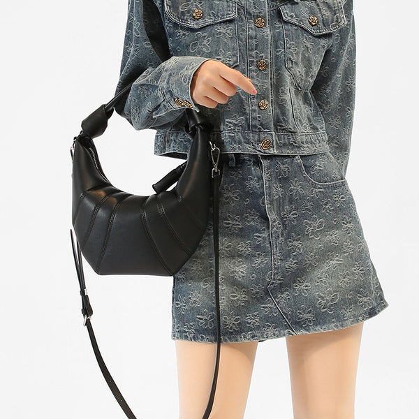 Croissant Textured Underarm Shoulder Bag