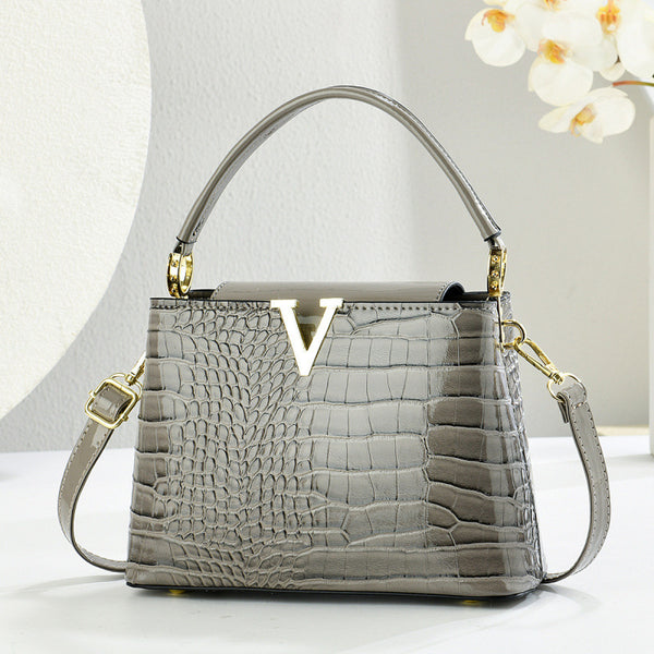 Crocodile Pattern Vintage Shoulder Crossbody Bag