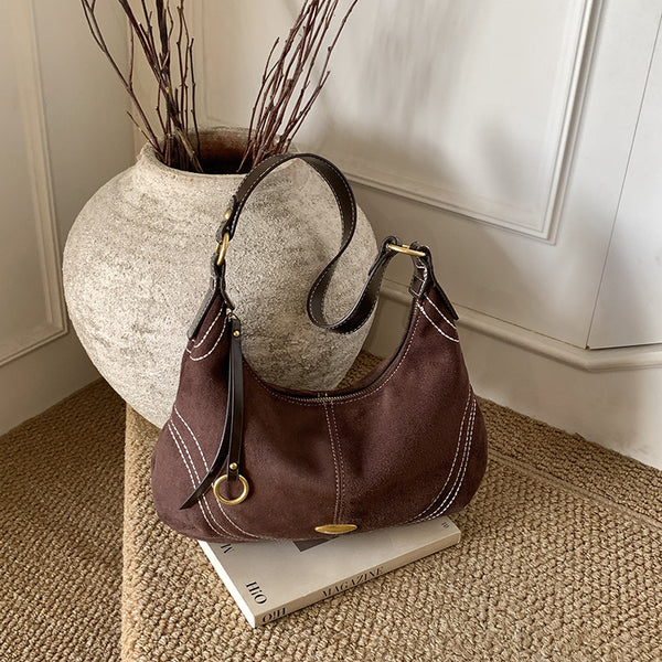 Retro Suede Shoulder Bag for Everyday Outfits