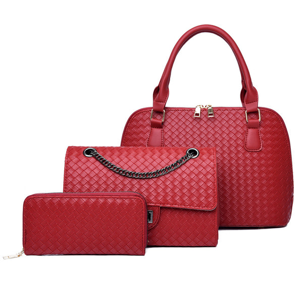 3-piece woven texture handbag set product view 4