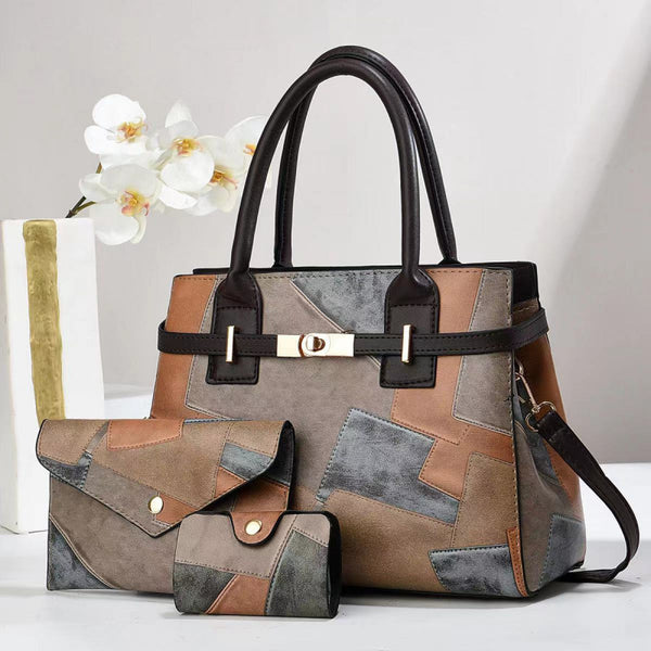 3-Piece Spliced Shoulder Crossbody Bag Set
