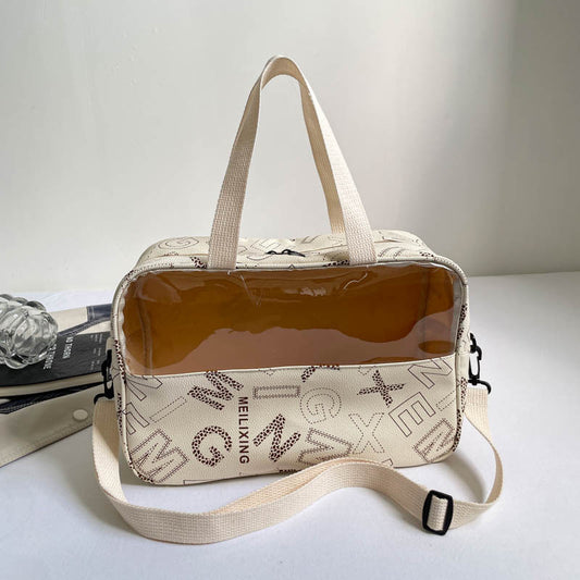 Colorblock Letter Print Large Capacity Shoulder Bag by EuroChic Tote