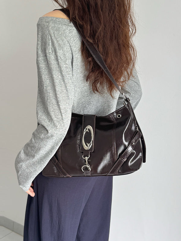 Brown Soft Leather-Look Large Capacity Tote Bag product view 4 by EuroChic Tote