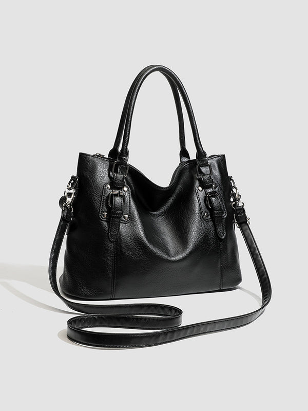 Large Capacity Vintage Leather-Look Tote Bag product view 4 by EuroChic Tote