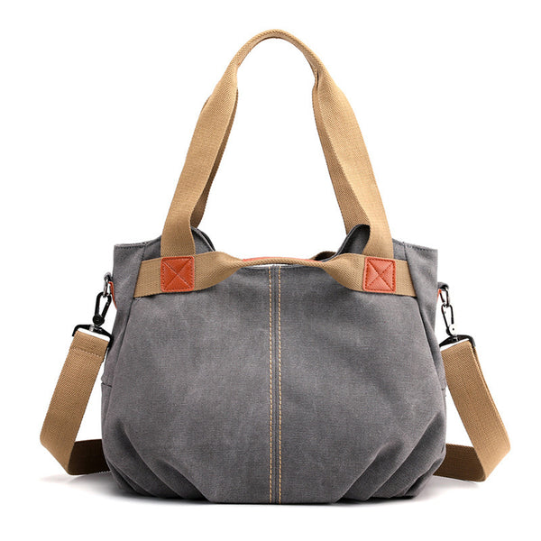 Large Canvas Shoulder Tote Bag with Crossbody Strap