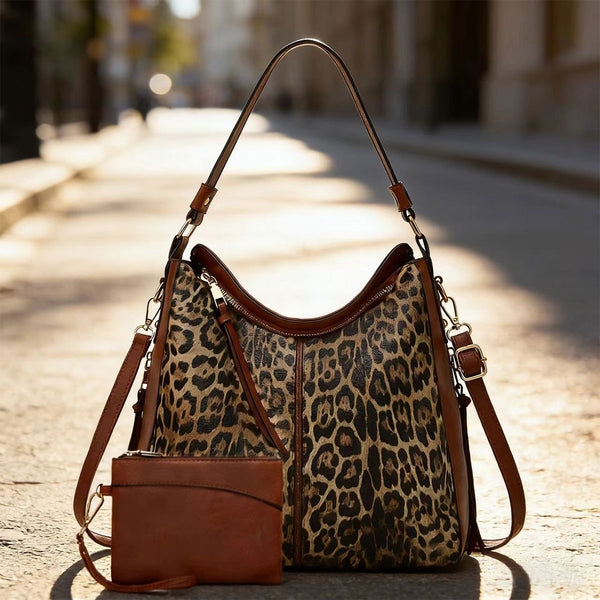 Large Capacity Vintage Leopard Print Tote Bag product view 3 by EuroChic Tote
