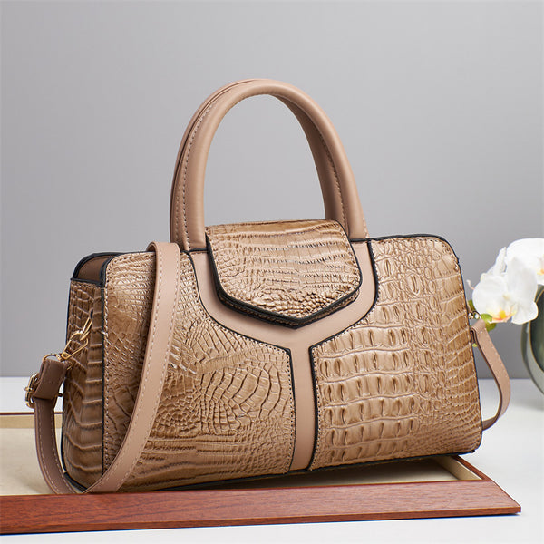 Crocodile Pattern Shoulder Crossbody Handbag styled for everyday outfits