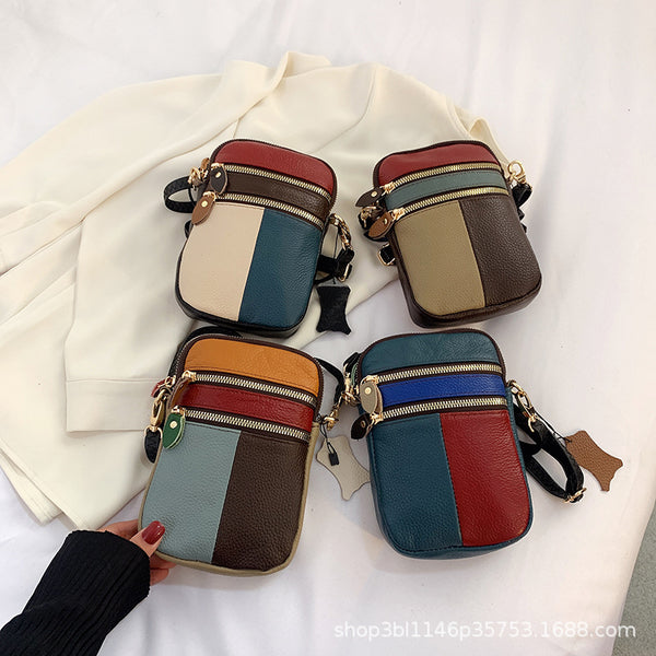 Colorblock Leather-Look Phone Crossbody Bag product view 4 by EuroChic Tote