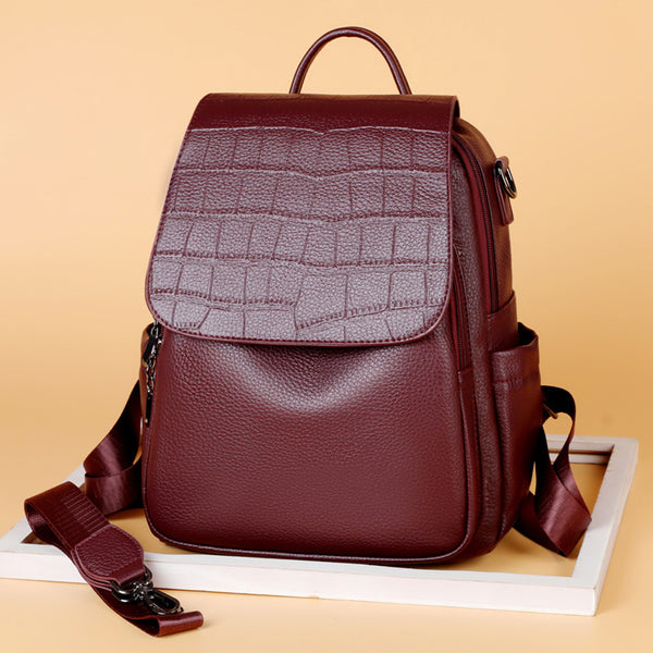 Large Capacity Leather-Look Backpack Bag
