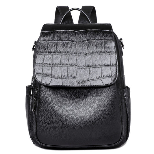Large Capacity Leather-Look Backpack Bag by EuroChic Tote
