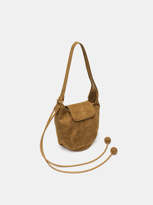 Frosted Suede Pumpkin Bucket Bag by EuroChic Tote