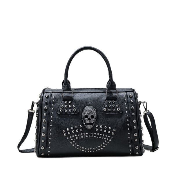 Punk Skull Rivet Boston Crossbody Bag