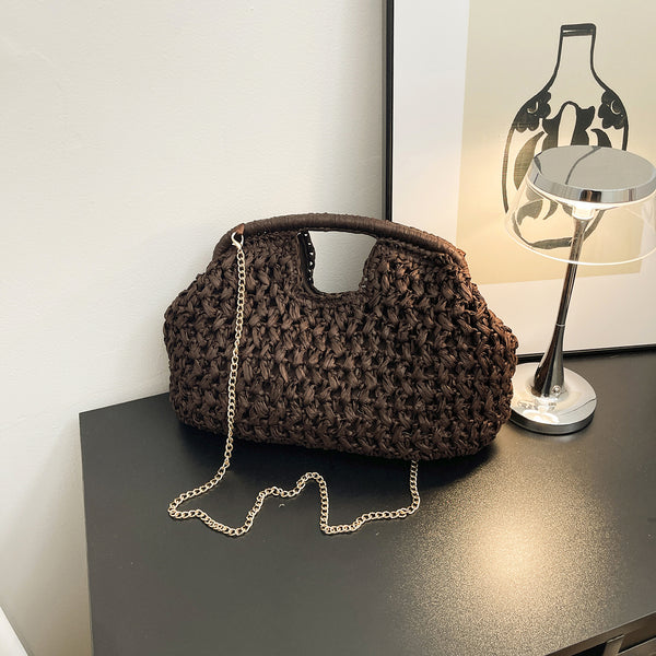 woven straw clutch shoulder bag product view 3 for women
