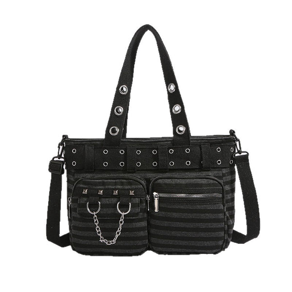 Studded Commuter Tote Bag with Shoulder Strap
