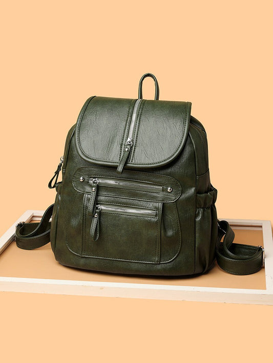 Large Capacity Vintage Leather-Look Backpack Bag by EuroChic Tote