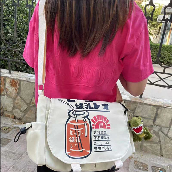 Harajuku Printed Canvas Shoulder Crossbody Bag product view 5 by EuroChic Tote