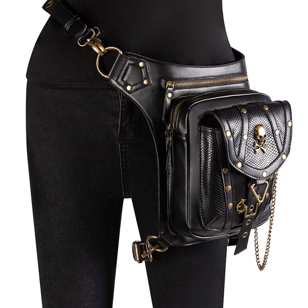 Vintage Chain Accent Leather-Look Shoulder Crossbody Bag product view 3 by EuroChic Tote