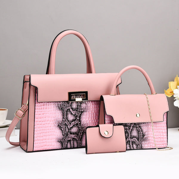 Snake-Skin Pattern 3-Piece Shoulder Bag Set styled for everyday outfits