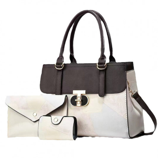Color-Block Vintage Mother Daughter Shoulder Bag color and carry view