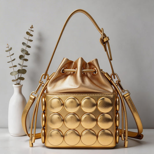 Round Buckle Drawstring Shoulder Crossbody Bag by EuroChic Tote