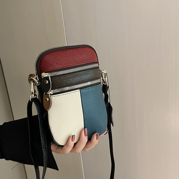 Colorblock Leather-Look Phone Crossbody Bag