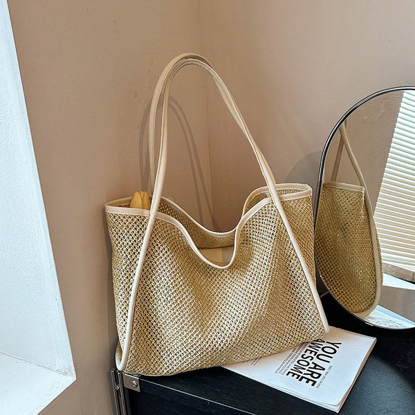 Large Capacity Straw Woven Shopping Tote Bag