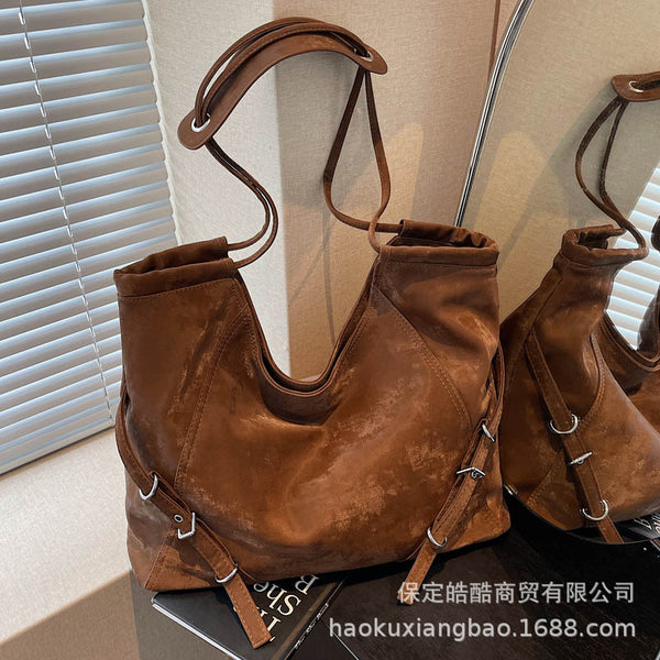 Retro Korean Underarm Tote Bag for Work Commutes