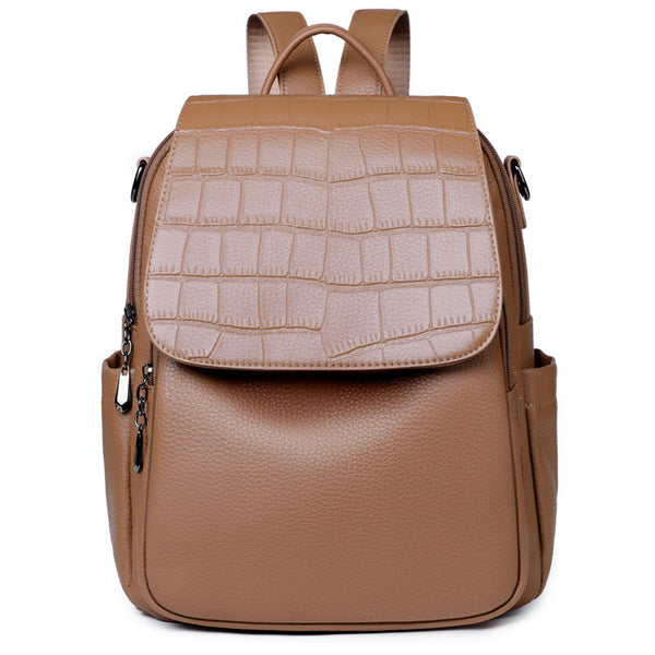 Large Capacity Leather-Look Backpack Bag product view 3 by EuroChic Tote