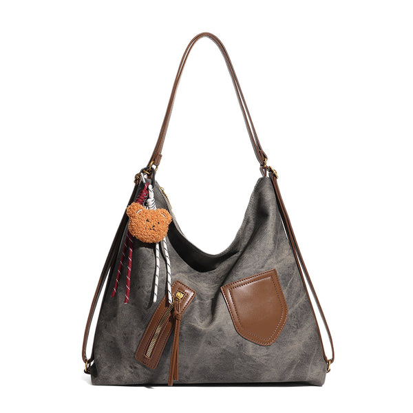 Gradient Soft Leather-Look Vintage Tote Bag