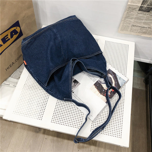 Convertible Korean Style Denim Backpack Bag product view 4 by EuroChic Tote