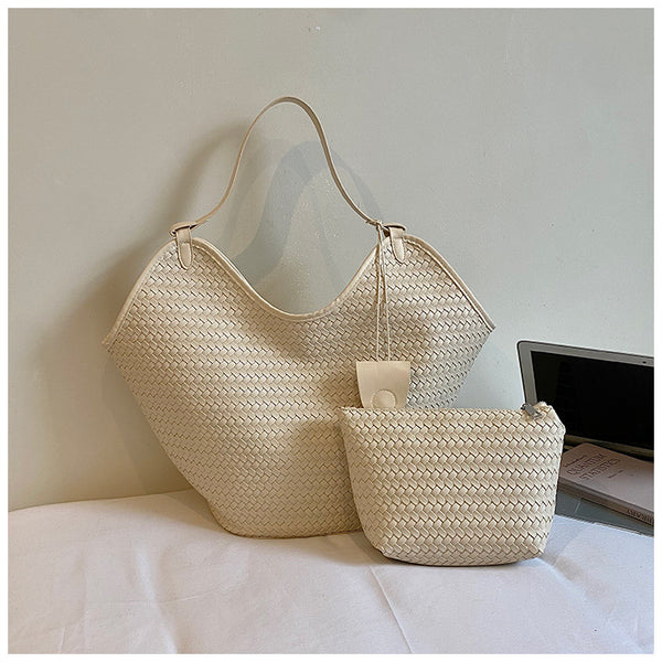 Large Capacity Vintage Woven Tote Bag product view 3 by EuroChic Tote