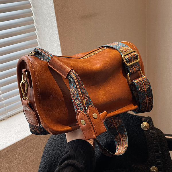 Leather-Look Crossbody Bag product view 4 by EuroChic Tote