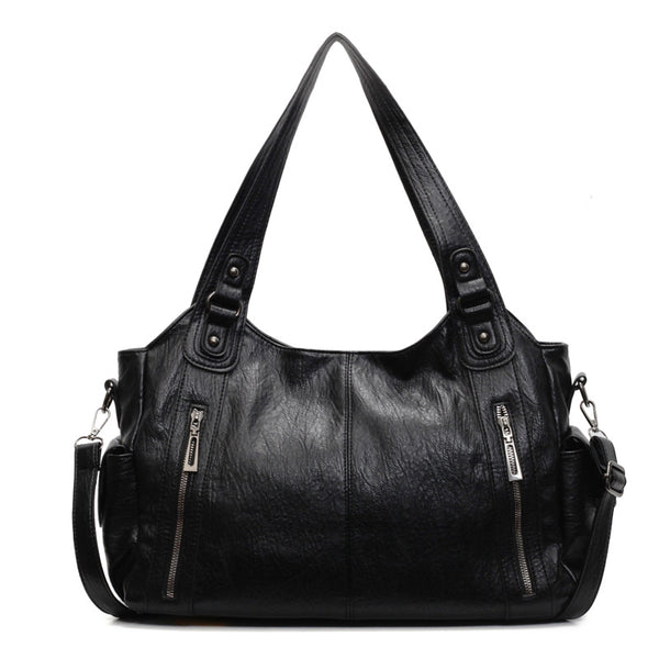 Soft Leather-Look Vintage Work Tote Bag product view 4 by EuroChic Tote
