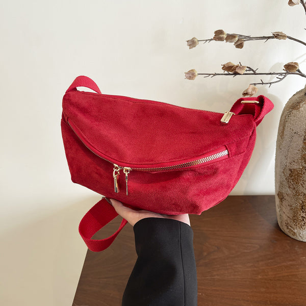 Korean Style Suede Shoulder Crossbody Bag product view 4 by EuroChic Tote
